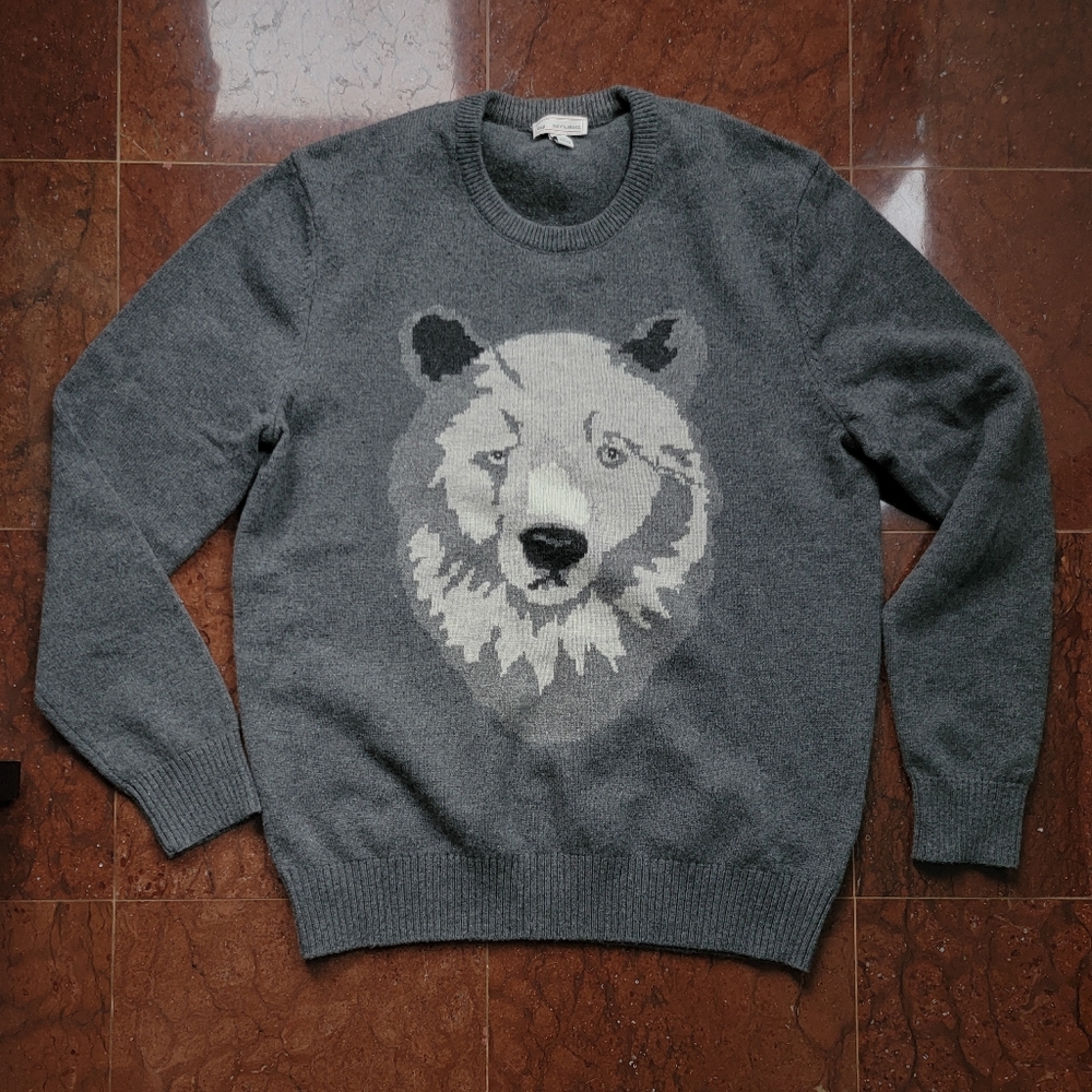 New Gap Bear Lambswool Crewneck Sweater